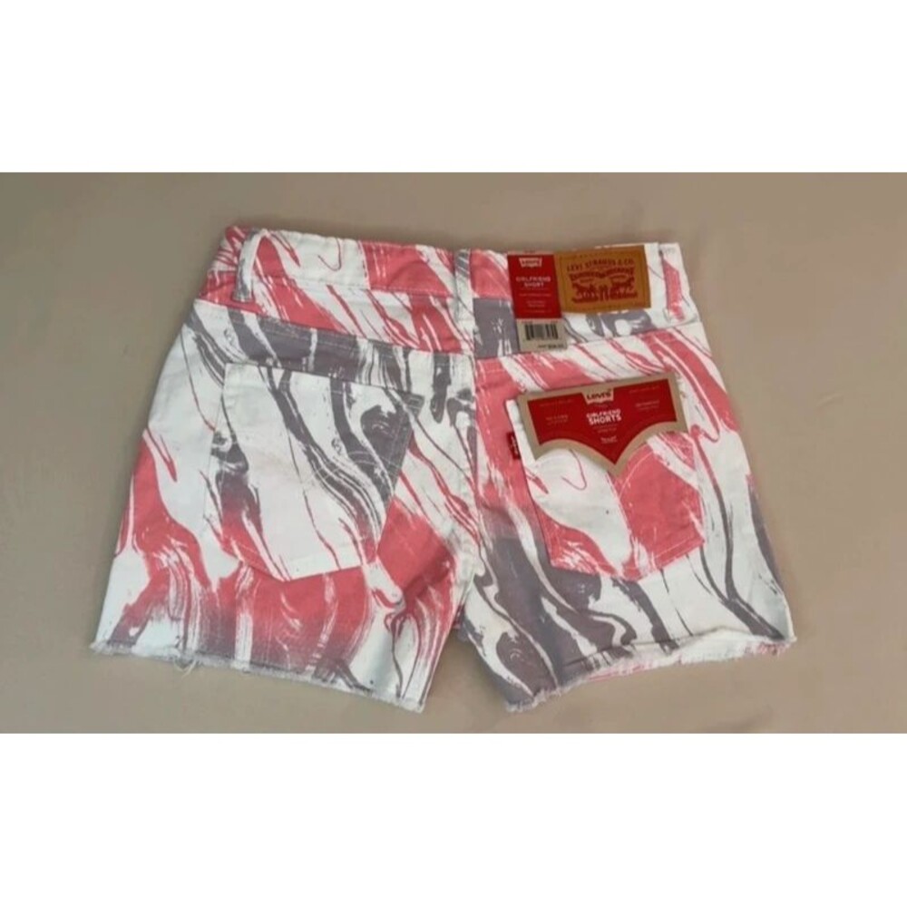 Levi's Big Girls 12 Girlfriend Denim Shorts New Pink Tie Dye